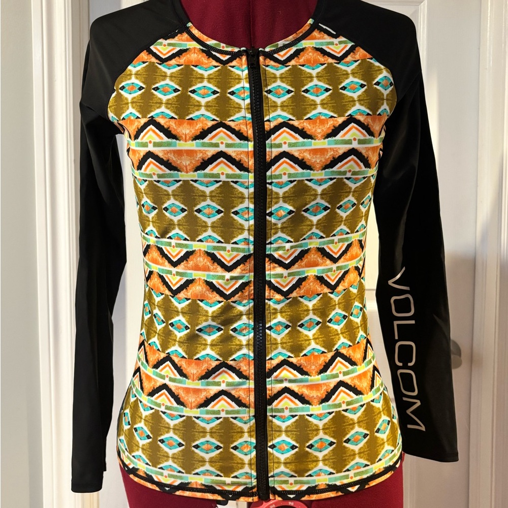 Volcom Multicolor Geometric Long Sleeve Rash Vest surfing